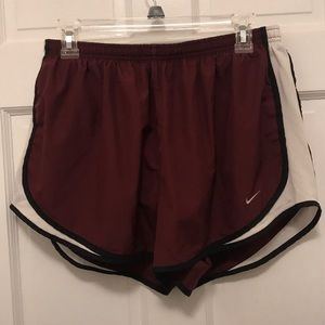 Maroon/black/white Nike Dri-fit shorts